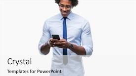  Presentation with afro - Amazing theme having mobile dental - afro american business man texting backdrop and a  colored foreground