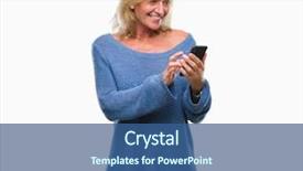  Presentation with for gender and age - Cool new presentation design with mobile dental - middle age blonde woman sending backdrop and a ocean colored foreground