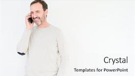  Presentation with smartphone - Colorful presentation theme enhanced with mobile dental - senior man talking on smartphone backdrop and a  colored foreground