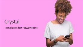  Presentation with african american dental - PPT theme consisting of mobile dental - young african american woman using background and a  colored foreground