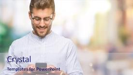  Presentation with happy sad face man - Cool new slides with mobile dental - young handsome man texting using backdrop and a sky blue colored foreground