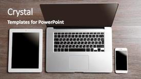  Presentation with ict modern laptop - Cool new presentation design with mobile device - modern laptop smart phone backdrop and a  colored foreground