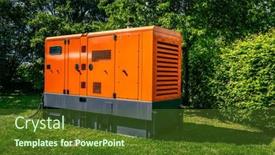  Presentation with electric generator - Theme with mobile-diesel-generator-for-emergency background and a tawny brown colored foreground