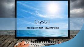  Presentation with monitor computer - Beautiful slides featuring pc walpaper - conceptual image of a computer backdrop and a light blue colored foreground