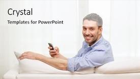  Presentation with chat - Presentation theme consisting of free chat - home technology and internet concept background and a cool aqua colored foreground