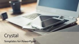  Presentation with smart home - Amazing slides having digital free - smart phone on the table backdrop and a soft green colored foreground