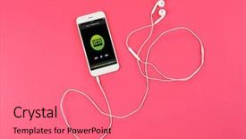  Presentation with st joseph to color - Audience pleasing slides consisting of ear devices - smartphone with earphones on color backdrop and a coral colored foreground