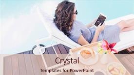  Presentation with sensuality woman black angel relaxing - Cool new PPT theme with woman relaxing on a sun backdrop and a lemonade colored foreground