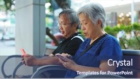  Presentation with senior asian - Cool new PPT layouts with mobile games - asian senior couple use backdrop and a ocean colored foreground