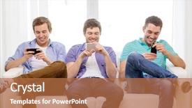  Presentation with mobile home - Amazing presentation theme having mobile games - friendship technology and home concept backdrop and a coral colored foreground