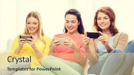  Presentation with mobile games - Slides with mobile games - friendship technology and internet concept background and a blonde colored foreground