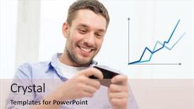  Presentation with mobile games - Slides featuring mobile games - home technology and internet concept background and a coral colored foreground