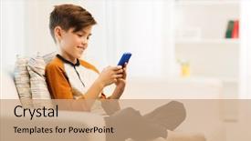  Presentation with internet communication - Cool new PPT theme with mobile games - leisure children technology internet communication backdrop and a coral colored foreground
