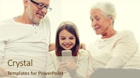  Presentation with family and home love concept - Presentation theme with mobile generations - family generation technology and people background and a soft green colored foreground