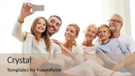  Presentation with generation - Slide deck consisting of mobile generations - family happiness generation and people background and a coral colored foreground