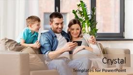  Presentation with pregnant mother - Colorful PPT theme enhanced with mobile generations - family pregnancy and technology concept backdrop and a coral colored foreground