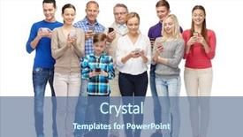  Presentation with people mobile technology - PPT theme with mobile generations - family technology generation and people background and a ocean colored foreground