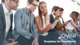  Presentation with group of people praying to god - Cool new presentation design with mobile generations - group of young people use backdrop and a ocean colored foreground