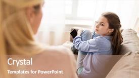  Presentation with people conflict - PPT theme featuring mobile generations - people conflict and family concept background and a coral colored foreground