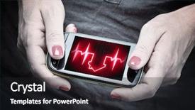  Presentation with mobile health - Cool new slides with mobile health - closeup image of smartphone backdrop and a  colored foreground