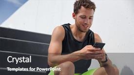  Presentation with sms - Slides having mobile health - fitness man runner using smart background and a dark gray colored foreground