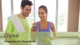  Presentation with water technology - Amazing presentation having mobile health - fitness sport technology and slimming backdrop and a mint green colored foreground