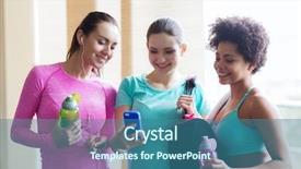  Presentation with group training - Theme having mobile health - fitness sport training gym background and a ocean colored foreground