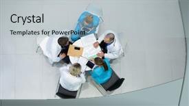  Presentation with mobile health - Cool new slides with mobile health - high angle view of doctors backdrop and a light gray colored foreground