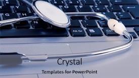  Presentation with medical laptop - Amazing theme having mobile health - medical stethoscope on a laptop backdrop and a light blue colored foreground