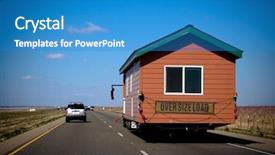  Presentation with moving - Presentation theme featuring mobile home - moving concept background and a teal colored foreground