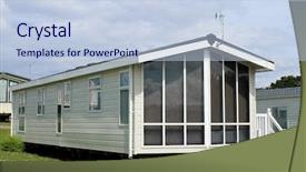  Presentation with trailer park - Theme featuring mobile home in park background and a light blue colored foreground