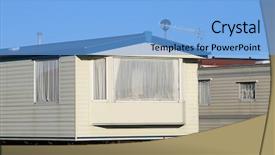  Presentation with caravan - Audience pleasing PPT theme consisting of mobile homes on caravan park backdrop and a  colored foreground