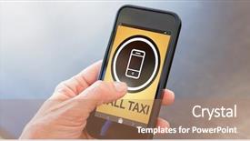  Presentation with vector - Amazing PPT theme having mobile icon against crop backdrop and a coral colored foreground