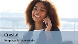  Presentation with summer time - PPT theme with mobile in the street communication background and a light blue colored foreground