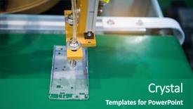  Presentation with manufacture - Colorful slide deck enhanced with industria 4 0 - mobile industrial manufacture factory smart backdrop and a ocean colored foreground