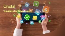  Presentation with bounce - Amazing presentation having mobile lock - hand using tablet with colourfull backdrop and a tawny brown colored foreground