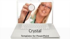  Presentation with medical laptop - Amazing presentation theme having mobile medical - female doctor or nurse backdrop and a sky blue colored foreground