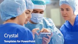  Presentation with surgery room - Cool new slide deck with mobile medical - surgery medicine and people concept backdrop and a teal colored foreground