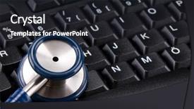  Presentation with keyboard - Beautiful PPT theme featuring mobile medical technology - close up of a stethoscope backdrop and a dark gray colored foreground