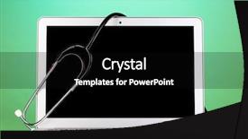  Presentation with green notebook - Colorful theme enhanced with mobile medical technology - silver notebook with a stethoscope backdrop and a black colored foreground