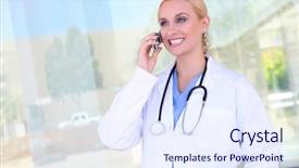  Presentation with nurse technology - Slides consisting of mobile medical technology - young pretty woman nurse background and a sky blue colored foreground