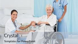  Presentation with wheelchair - PPT theme having mobile medicine - doctors and patient in wheelchair background and a lemonade colored foreground