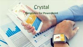  Presentation with female sport - Slides having mobile monitor - sport fitness technology responsive design background and a sky blue colored foreground