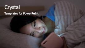  Presentation with being a single woman - Beautiful slide set featuring mobile monitor - woman using cellphone and lying backdrop and a tawny brown colored foreground