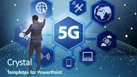  Presentation with network - PPT layouts enhanced with mobile network lte - 5g internet concept with businessman background and a ocean colored foreground