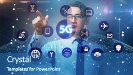  Presentation with internet of things iot concept - Beautiful PPT layouts featuring mobile network lte - 5g internet concept with businessman backdrop and a ocean colored foreground