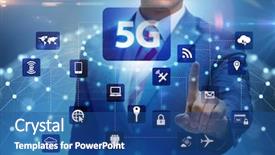  Presentation with mobile network - Slide deck with mobile network lte - 5g internet concept with businessman background and a ocean colored foreground