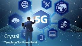  Presentation with mobile network - Audience pleasing PPT theme consisting of mobile network lte - 5g internet concept with businessman backdrop and a ocean colored foreground