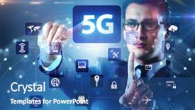  Presentation with internet of things iot concept - Slide set featuring mobile network lte - 5g internet concept with businessman background and a ocean colored foreground