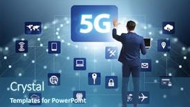  Presentation with internet of things iot concept - PPT theme enhanced with mobile network lte - 5g internet concept with businessman background and a ocean colored foreground